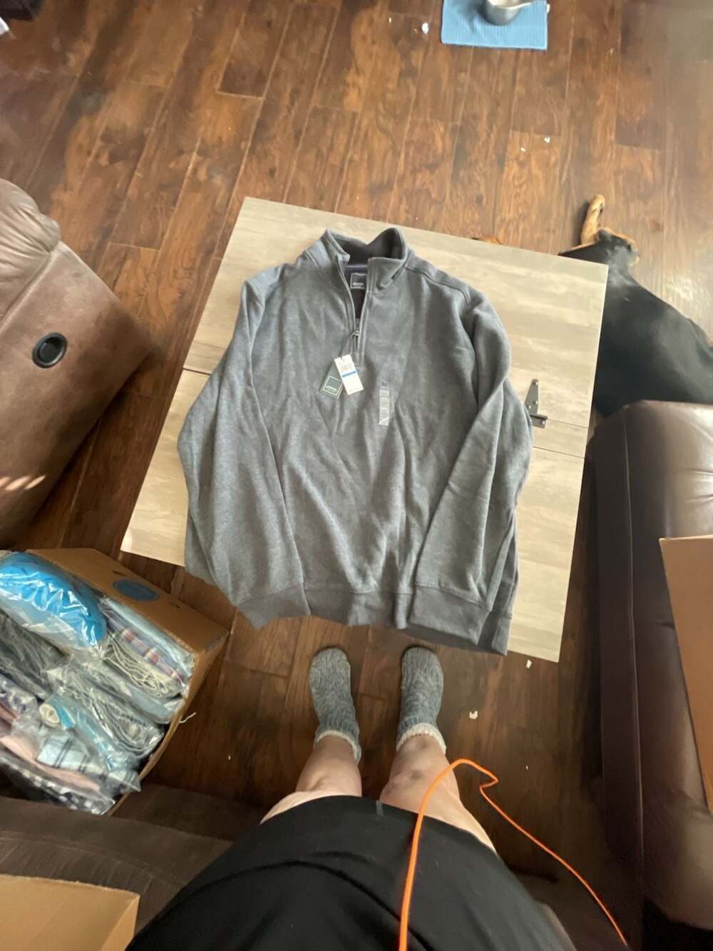 #A254 Arrow New York Men's Gray Long Sleeve Quarter-Zip Pullover Sweatshirt n